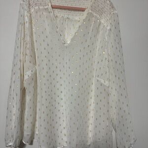 Maurices Gold Patterned Cream Blouse